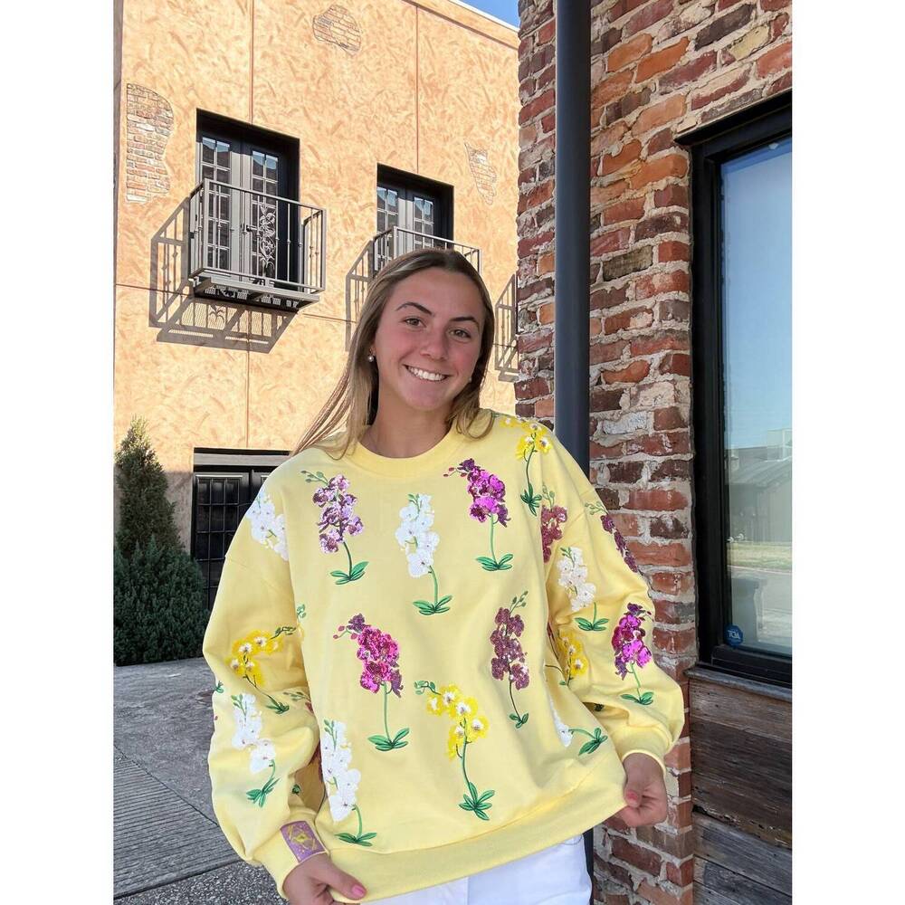 NEW QUEEN OF SPARKLES multi iris sweatshirt in yellow - Picture 7 of 8